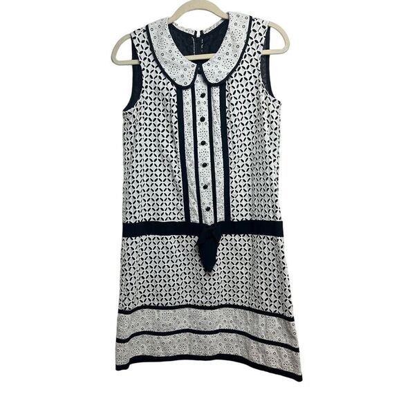 ANNA SUI Vintage Cream and Black Dress Sz. 6 - Picture 1 of 4